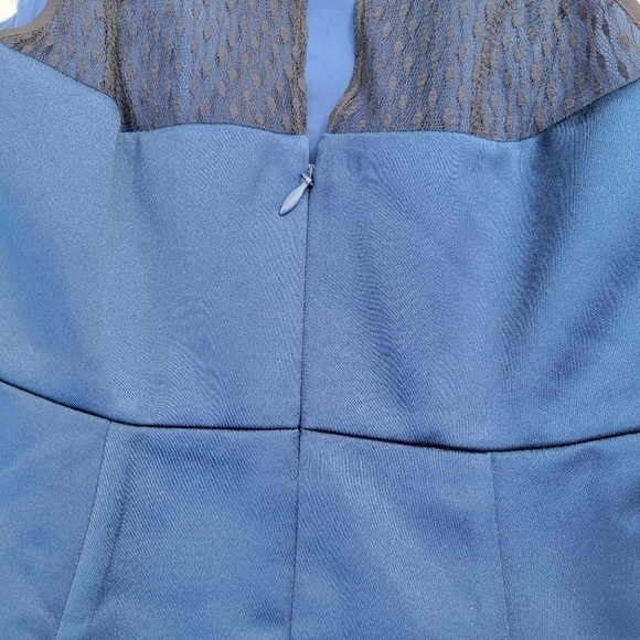 BCBGeneration Navy Fit/Flare Satin and Lace Dress Size 8 - Picture 7 of 13